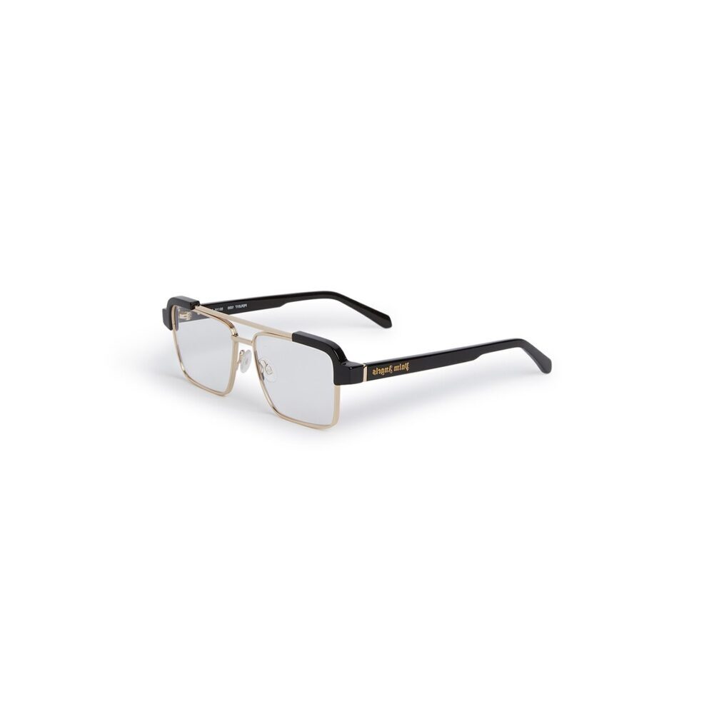 NWT Palm Angels Style-17-PERJ017S25PLA0011000 Black Gold 55mm Eyeglasses - Picture 2 of 5